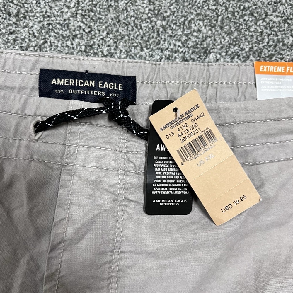 American Eagle Extreme Flex Shorts Mens Gray Drawstring Casual NWT - Picture 5 of 9